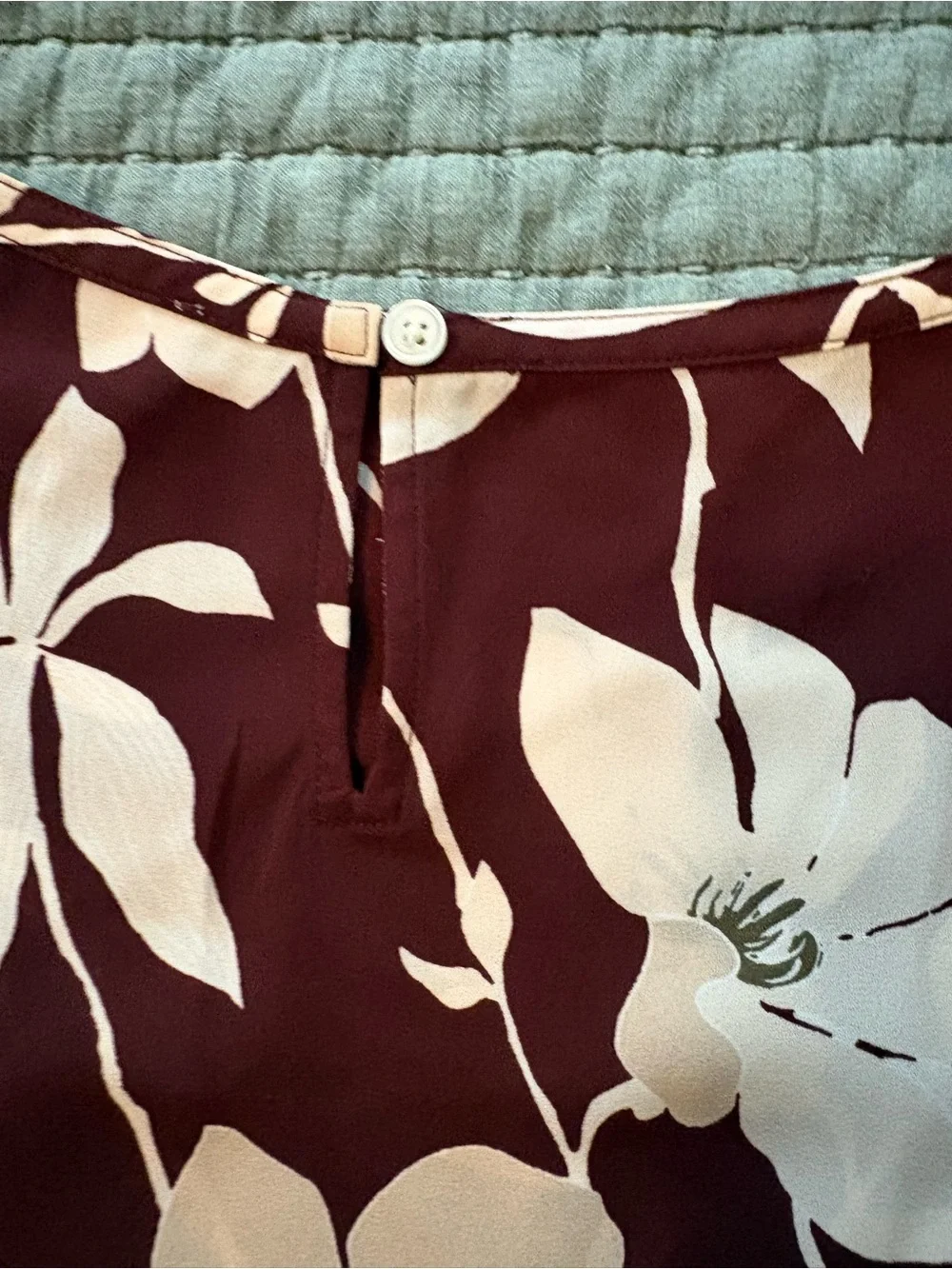 LOFT Burgundy Floral Short-Sleeve Blouse